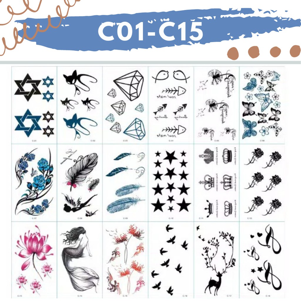 Stiker Tattoo kode C01-C15 | Tato Temporer | Waterproof