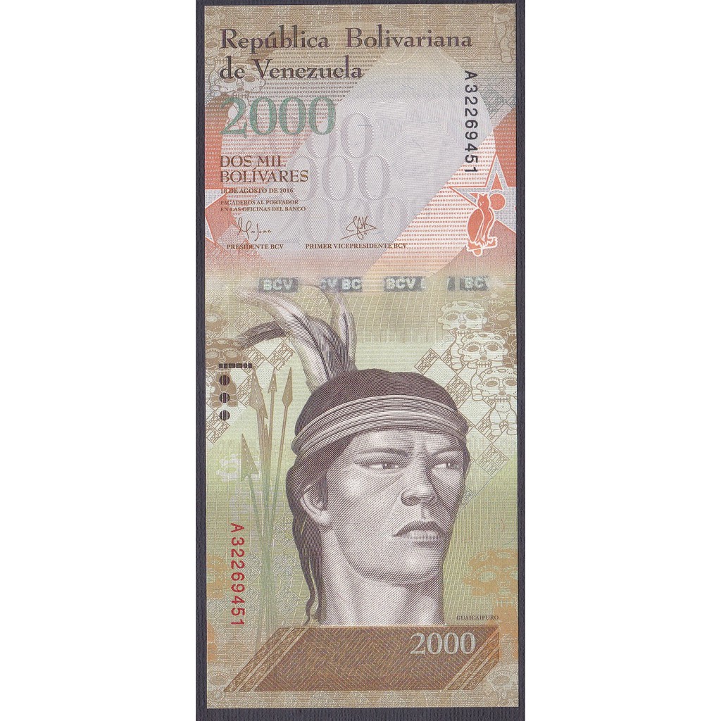 Uang Kertas Venezuela 2000 Bolivares 2016 UNC Baru Gress