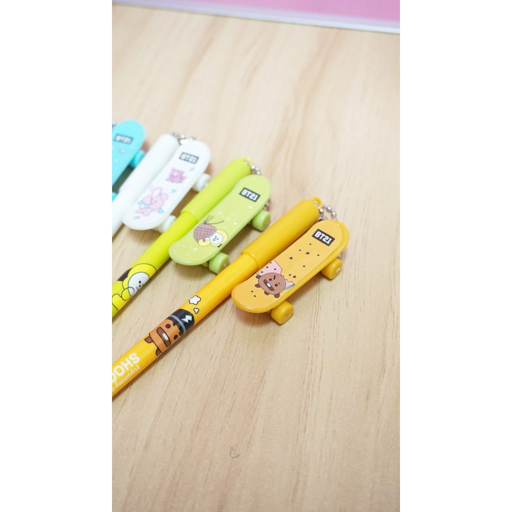 PEN SKATEBOARD KARAKTER 1 SET ISI 8 PCS PULPEN BT LENGKAP IMPORT TERMURAH BOLPOIN UNIK LUCU HARGA TERMURAH