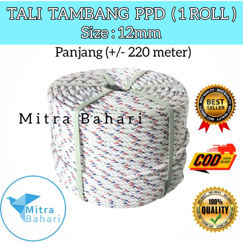 TAMBANG 12MM PPD / TALI 12MM / TAMPAR 12MM / TAMBANG BESAR / TALI KILOAN / TAMBANG DEREK MOBIL / TAL