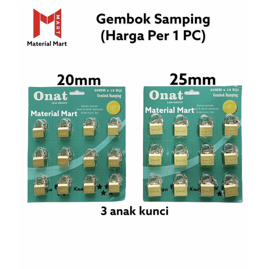 Gembok Samping 20mm | Gembok Koper 25 mm | Gembok Tas | Gembok Kecil | Material Mart