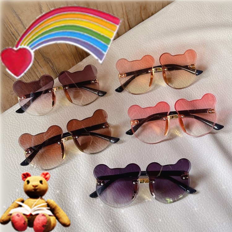 Kacamata Anak Perempuan Mickey Miki Minnie Mouse Frameless Transparant Glossy Fashion Gaya Cantik Cute Lucu