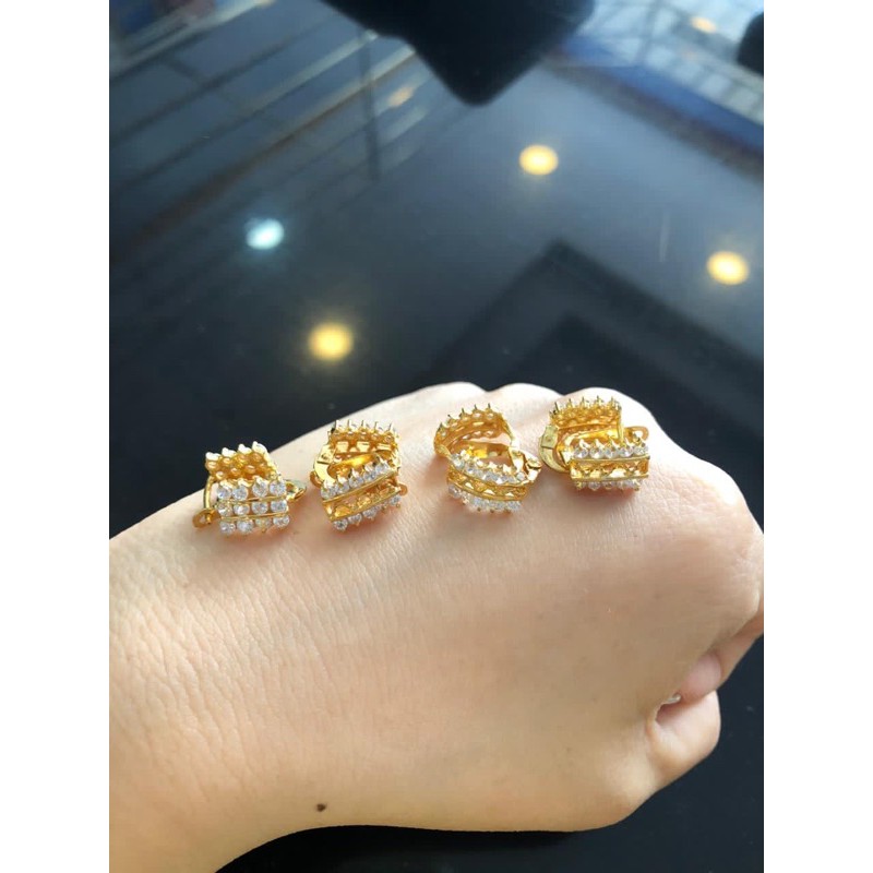 Anting klip kotak pmt emas asli kadar 300
