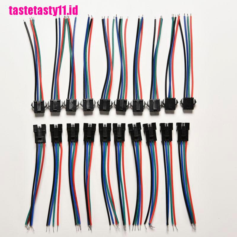 20 Pcs Konektor Male Dan Female 4 Pin Dengan Kabel Untuk Led RGB 5050 / 3528