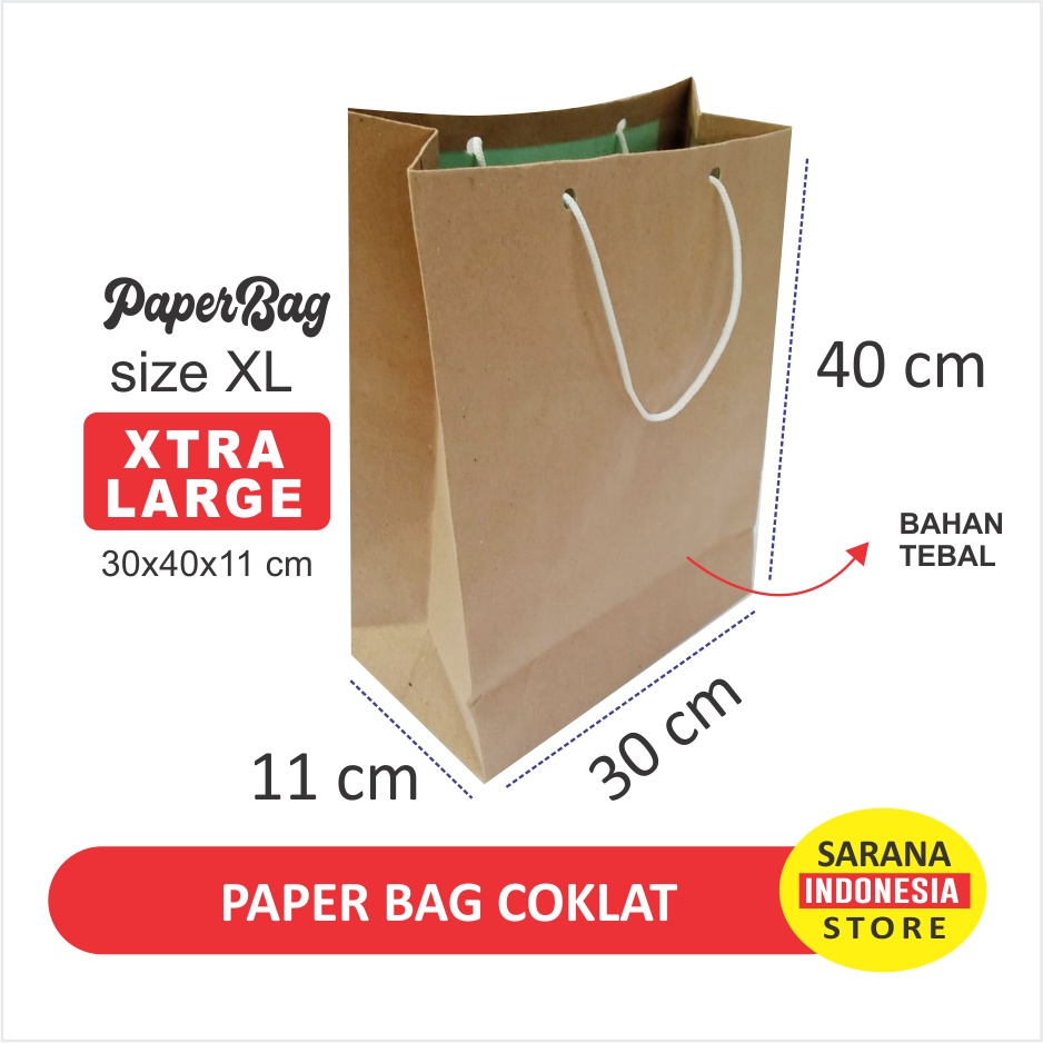 

Paper bag coklat polos - Tas Kertas Paperbag Kraft ukuran Besar