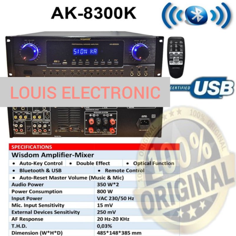 Power Amplifier Karaoke WISDOM AK 8300 K AK 8300K AK8300 K AK8300K Bluetooth ORIGINAL