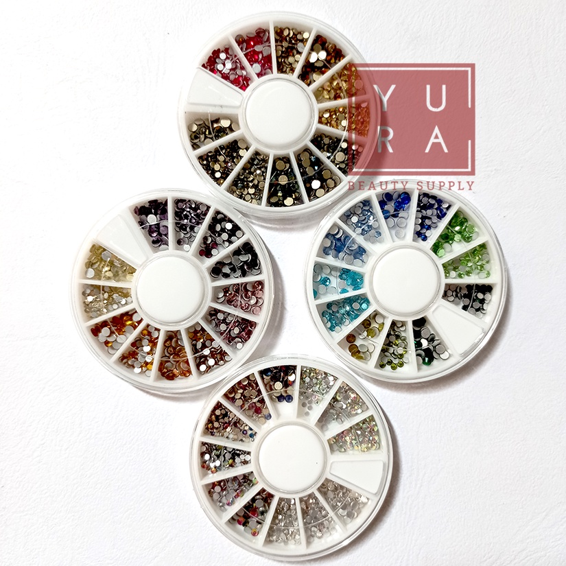 RHINESTONES WHEEL COLOR HALF 3D Hiasan kuku palsu nail art DIY handmade craft case