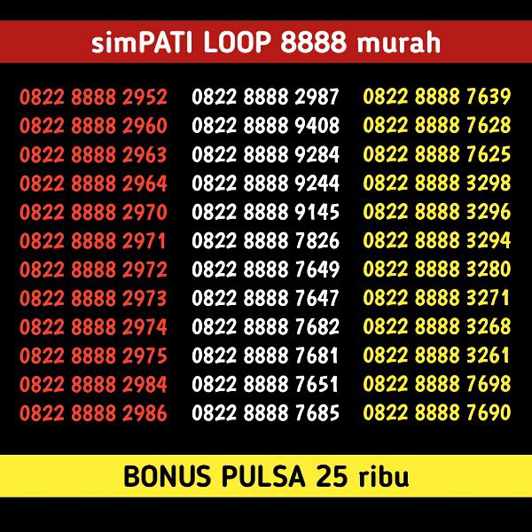 Nomor Cantik Simpati Loop 8888 Nomor Cantik Telkomsel Kartu