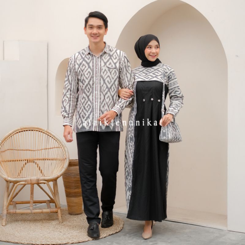 COUPLE TENUN SASMAYA 01 KEMEJA FULL TENUN DAN GAMIS