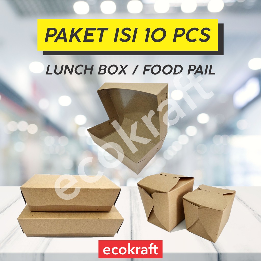 

(PAKET ISI 10 PCS) LUNCH BOX FOOD PAIL COKLAT PUTIH MEDIUM LARGE