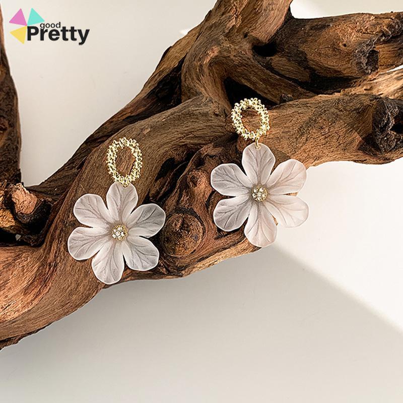 S925 Silver Needle Flower Shape Gaya Segar Anting Pejantan Cocok untuk Wanita - PD