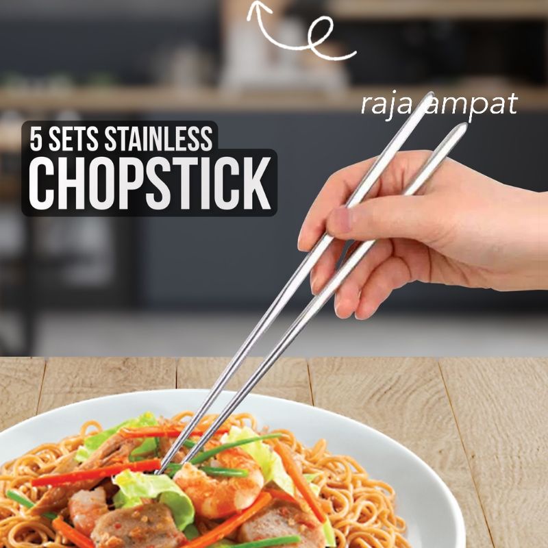 SUMPIT MAKAN STAINLESS ISI 5 PASANG