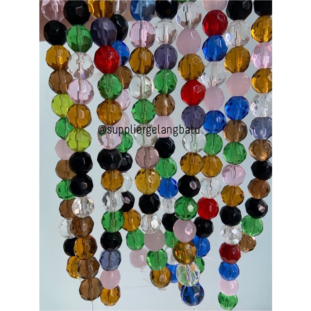 kristal bola dunia cutting 10mm multicolour ceko bulat craft beading