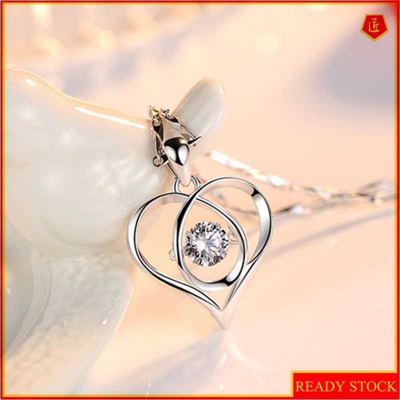 [Ready Stock]Fashion New Silver-Plated Diamond Love Pendant Necklace