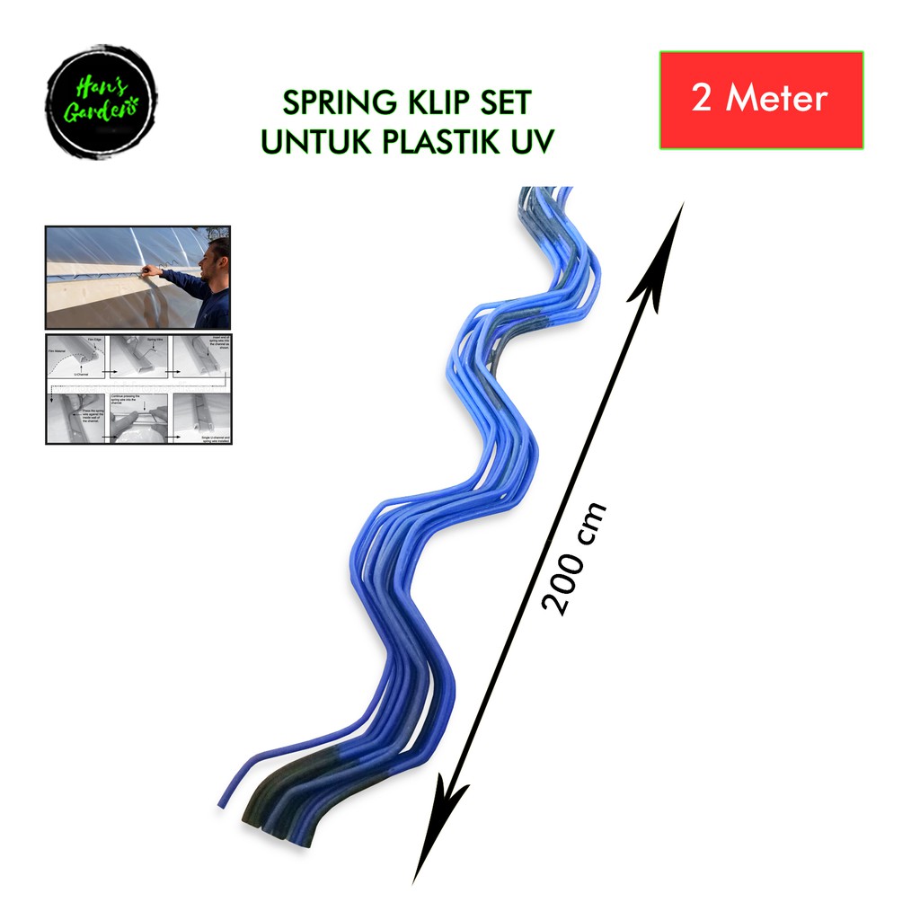 Kawat spring klip 2 meter plastik uv paranet green house