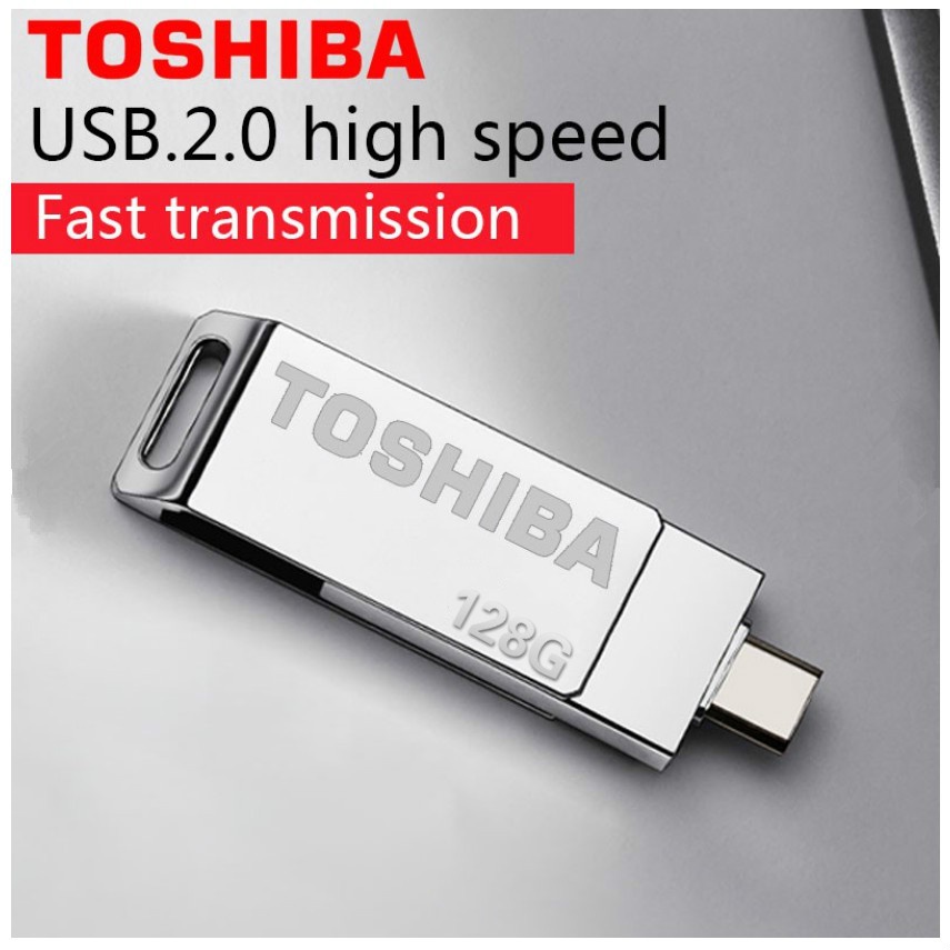 Toshiba Flashdisk OTG USB 2.0 2 In 1 128GB Bahan Logam Dengan Port Micro USB