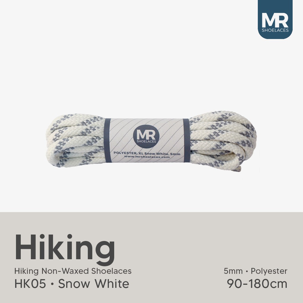 MR Shoelaces HK05 Snow White (Putih) Tali Sepatu Hiking Motif 4-5mm 90cm 100cm 120cm 150cm 180cm