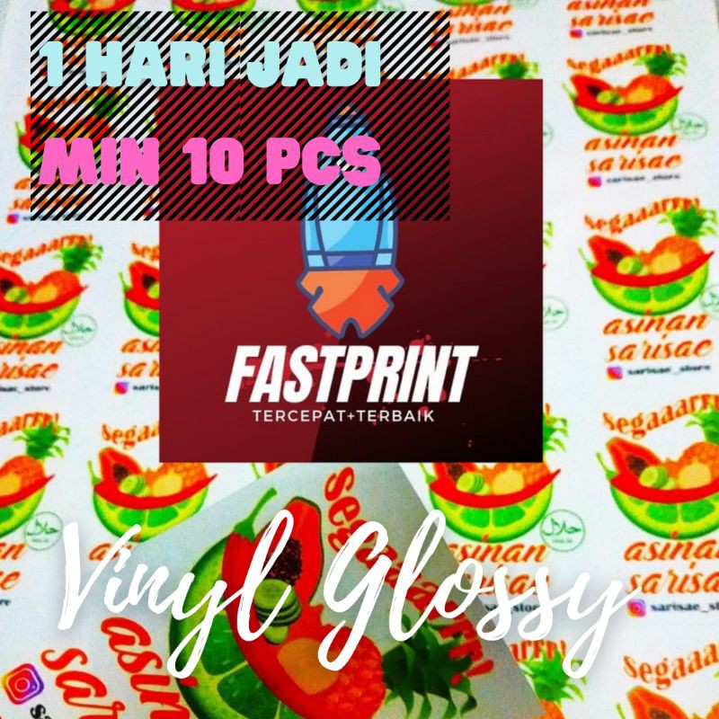 

Cetak Stiker Vinyl Glossy Label Kemasan A3+ Cutting Termurah (min order 10 pcs)