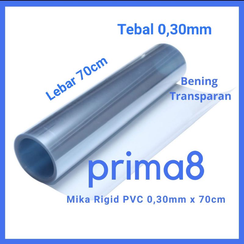 

Plastik Mika Kaku Rigid PVC Bening Tebal 0,30mm Lebar 70cm, 1Rol Utuh