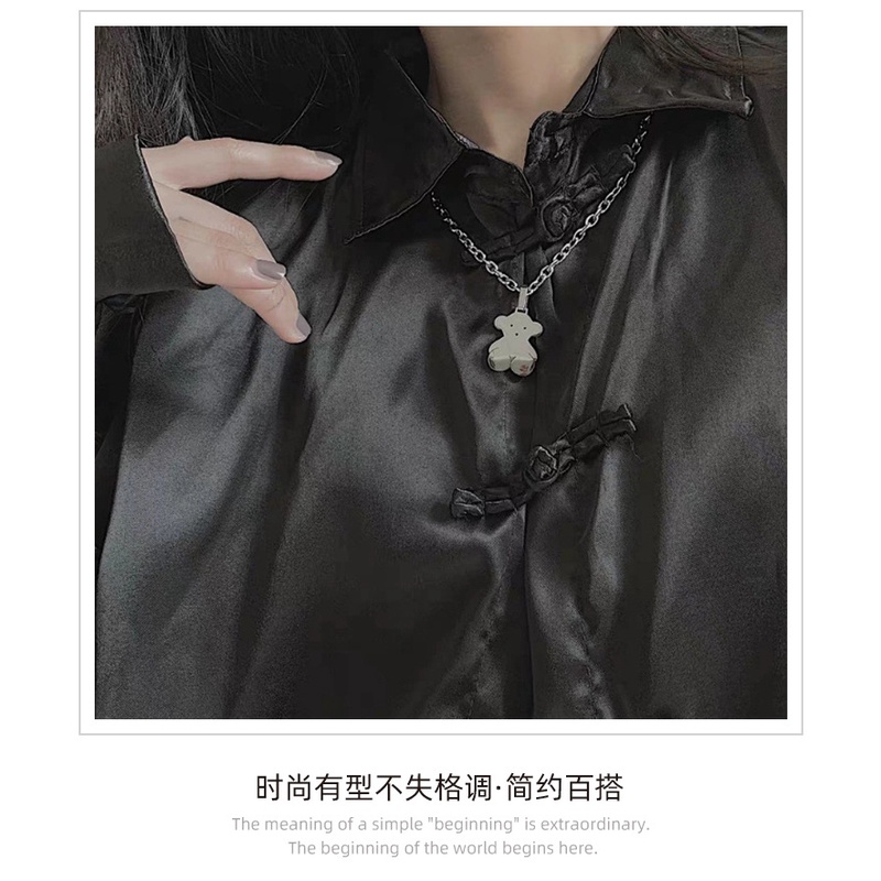 Korea ins Keren hip hop Bumi Beruang Kalung WANITA baja titanium kalung trendi Eropa dan Amerika lio