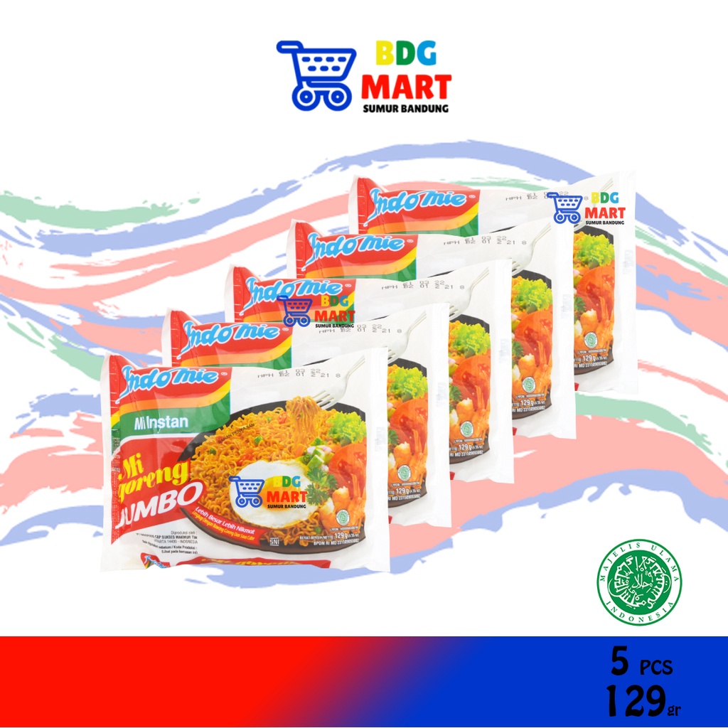

PAKET 5 PCS Indomie Jumbo Mi Goreng Spesial Mie Instan Porsi Besar Pasti Kenyang - 5pcs x 129gr