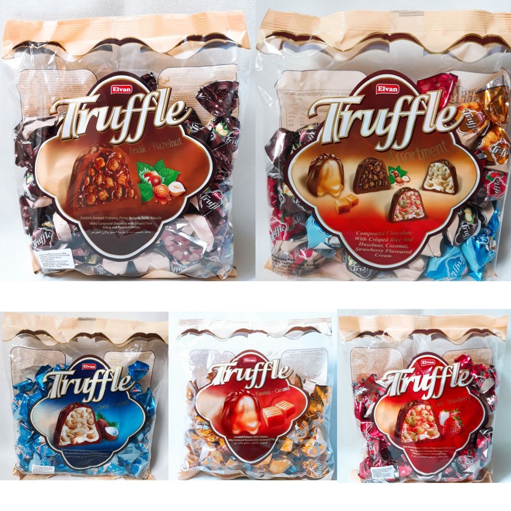 (JURAGAN) ELVAN TRUFFLE CHOCOLATE 400gr ASSORTED CARAMEL COCONUT HAZELNUT STRAWBERRY COKLAT TURKI