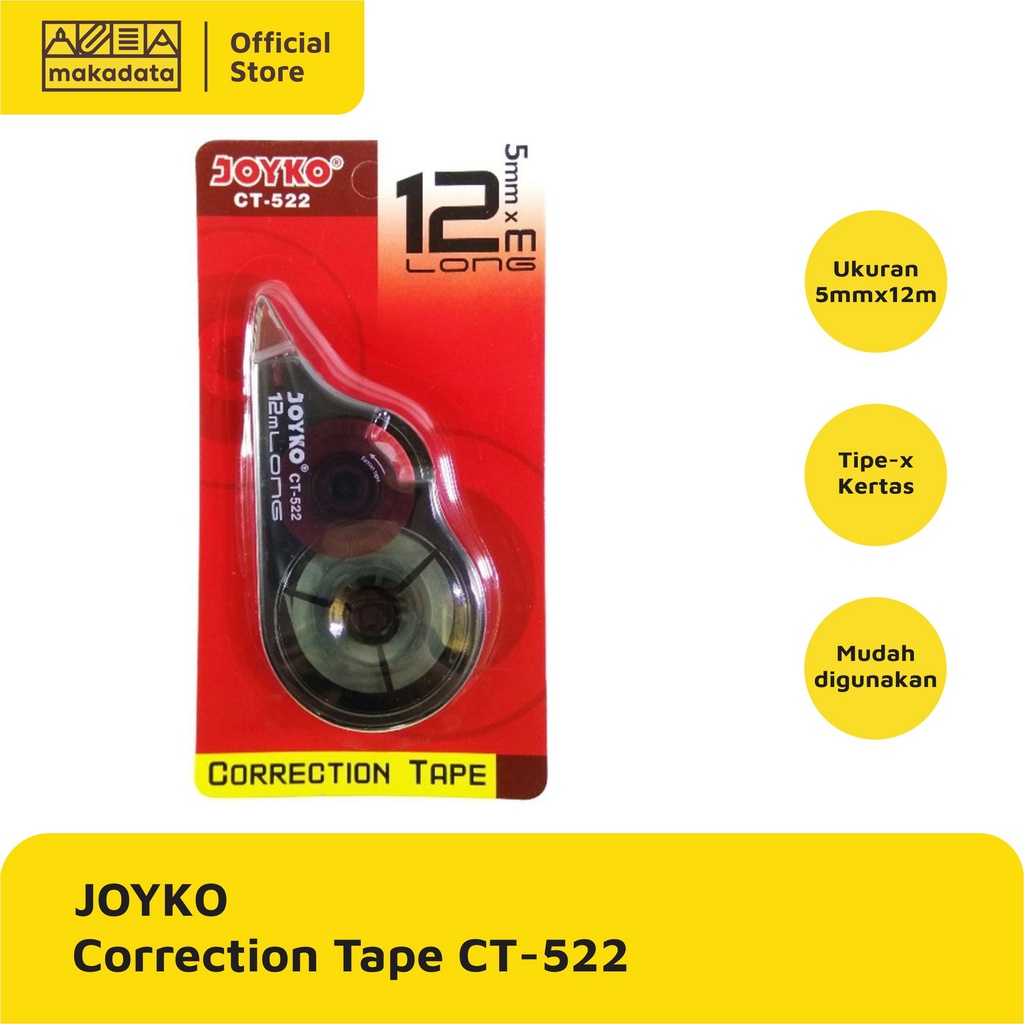 

STIPO KERTAS / TIP-EX / CORRECTION TAPE JOYKO CT-522 MURAH