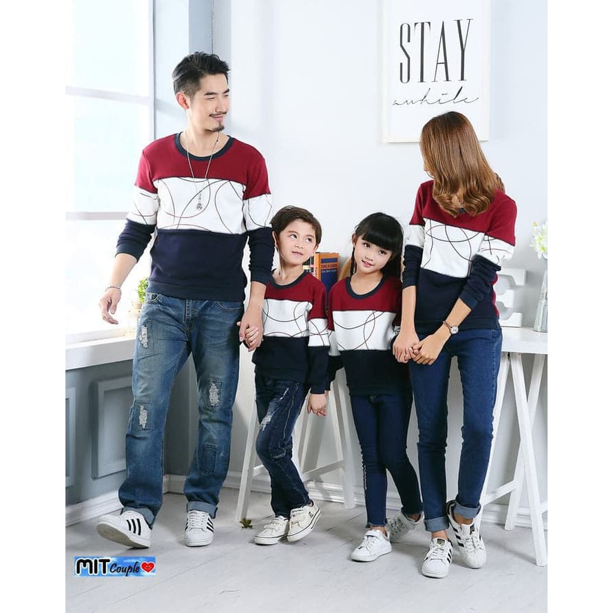 COUPLE KELUARGA FAMILY LP ROUND KOMBINASI 2 ANAK KAOS COUPLE BAJU PASANGAN CEWEK COWOK SEPASANG
