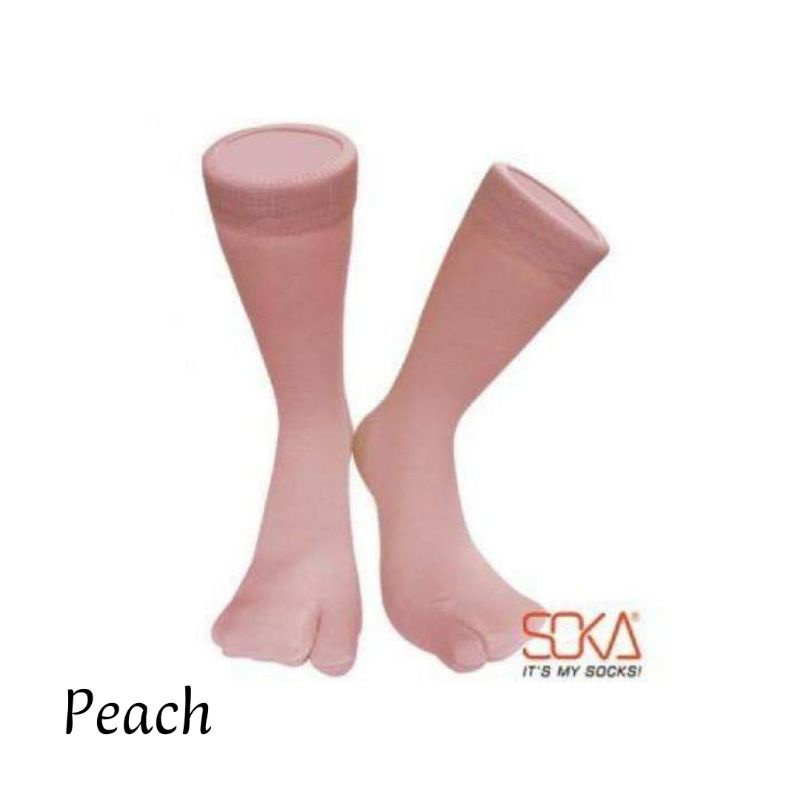 [1 PASANG] ORIGINAL SOKA Basic Jempol Kaos Kaki Wanita Hijab Muslimah Murah Size M dan L Termurah Murah Diskon Polos Haji Umroh Warna Kulit dll Size M Pendek size L Panjang Nilon Nylon Kauskaki Kaus Kaki Kaoskaki Krem Cream Skin Series Soka Socking-Peach
