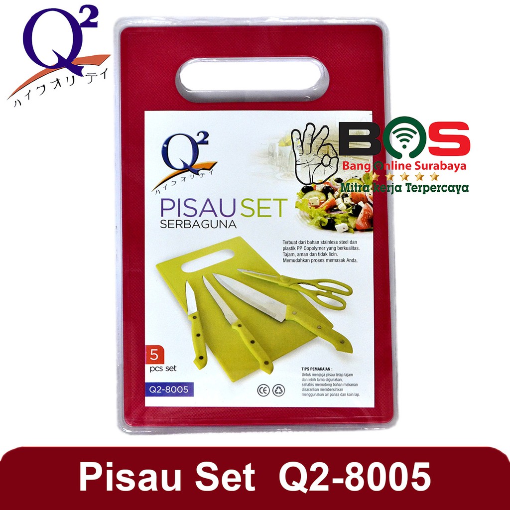 Pisau Telenan Q2-8005 Set 5 in 1 Pisau Daging Pisau Sayur Telenan