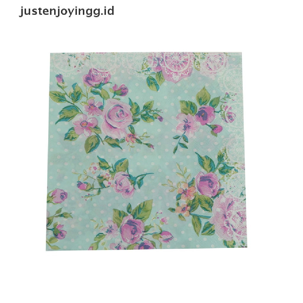 // justenjoyingg.id // design color printing paper napkins rose festive party tissue floral decoration 20pcs ~