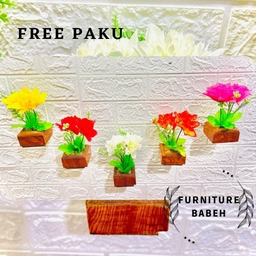 FURNITURE HIASAN RANGKAIAN BUNGA DAHLIA BINTANG SET POT GONI DAN POT TEMPEL DINDING BUNGA PLASTIK ARTIFISIAL HIASAN SERBAGUNA