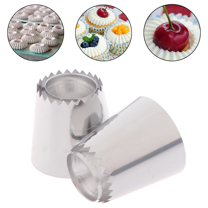 2 Pcs Alat Nozzles Icing Piping Ukuran Besar Gaya Rusia Untuk Cupcake
