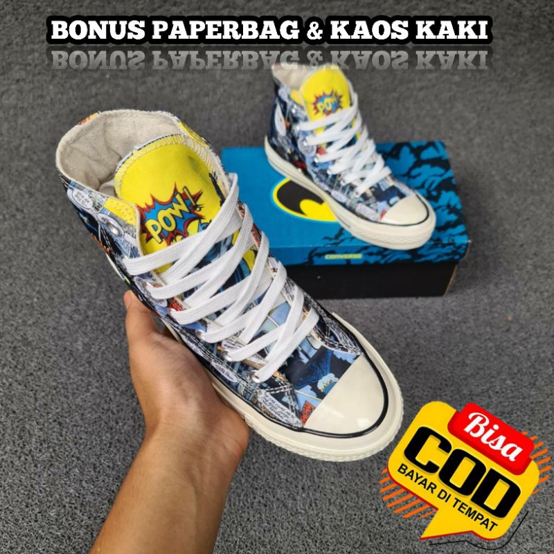( COD ) SEPATU MURAH PRIA WANITA CONVERSE ALL STAR CT 70s HIGH X DC BATMAN COMIC