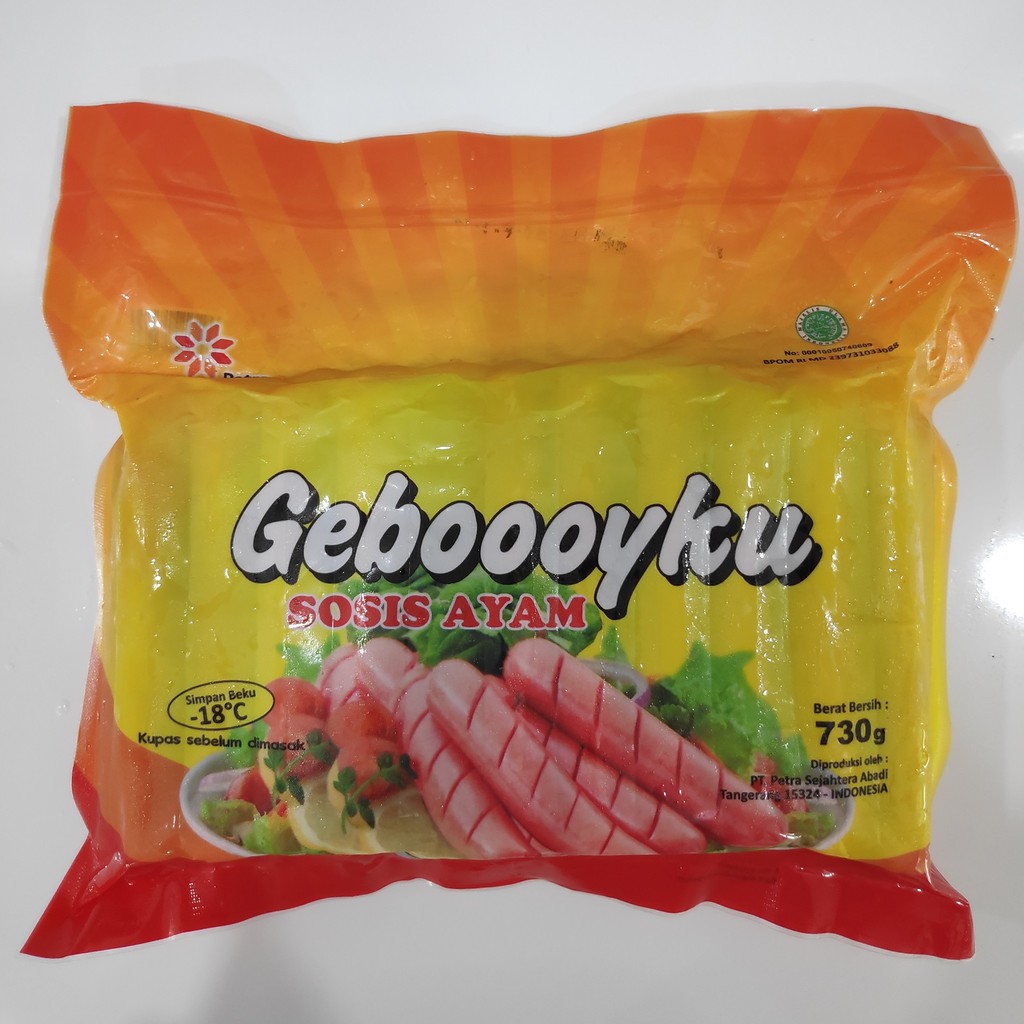 

Sosis Ayam Geboooyku 730gr Sosis Merah Gebooy Geboi