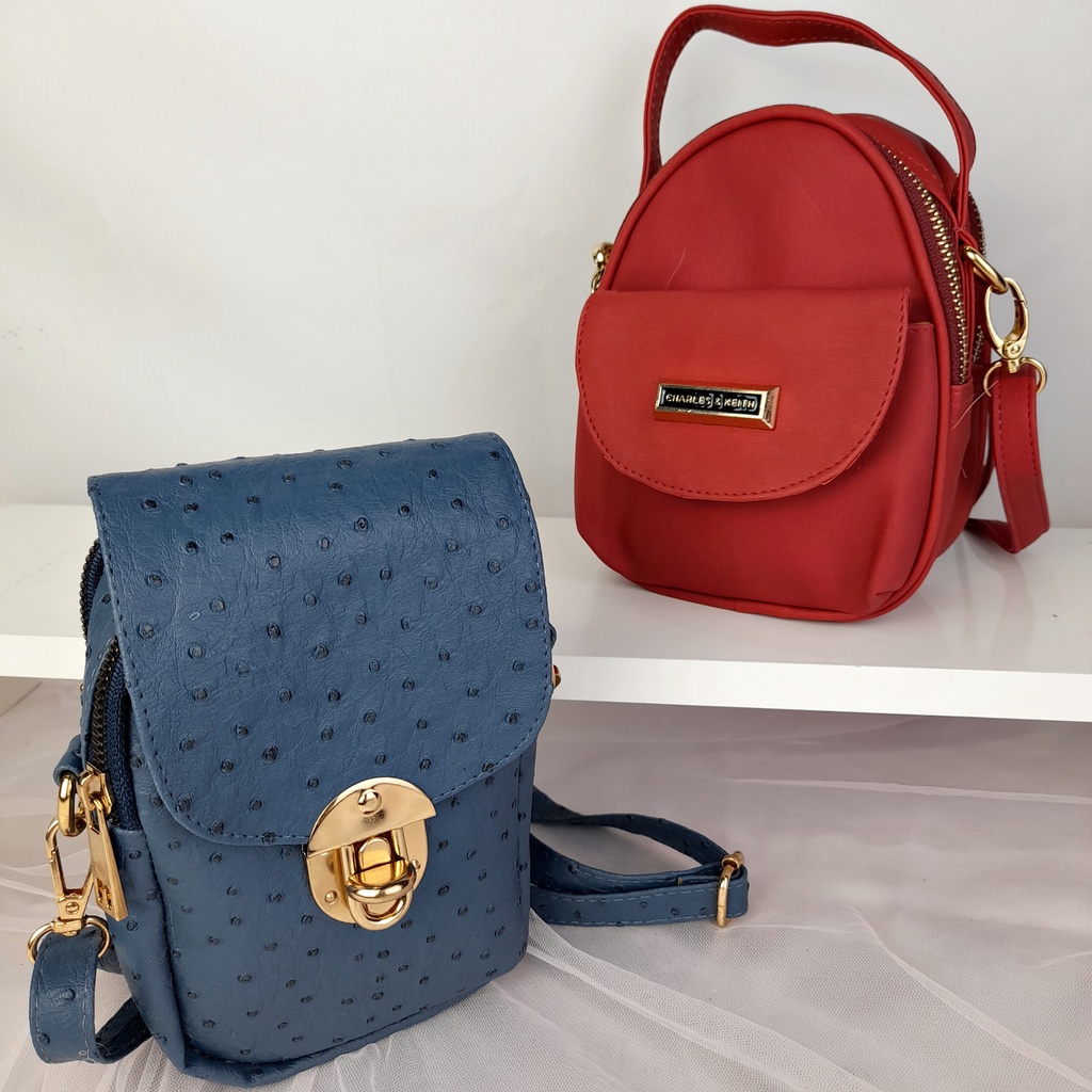 Tas Selempang Wanita Sling Bag Hp Wanita Mini Clutch Kulit Ostrich Premium Tebal TAS102 TAS103 TAS104