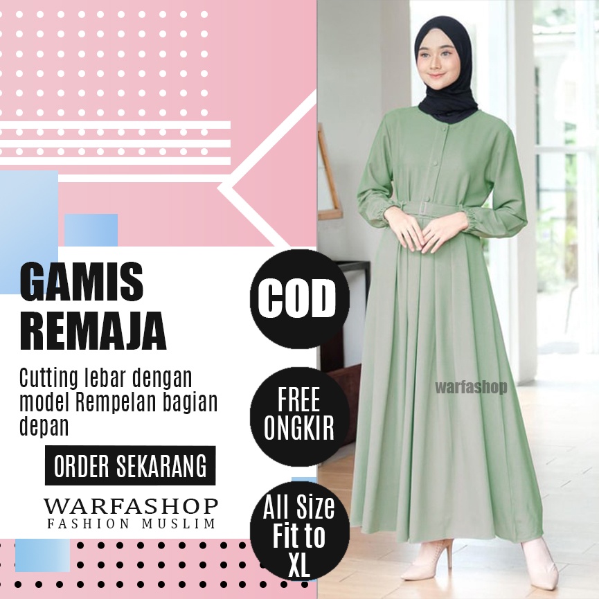 Gamis Terbaru 2021 Remaja Kekinian Untuk Lebaran Wanita Muslim Bahan Moscrepe Grade A - All Size Fit
