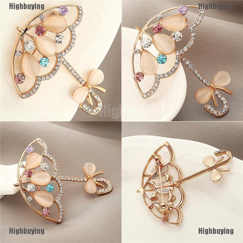 Bros Bentuk Payung Aksen Opal Berlian Imitasi Gaya Korea