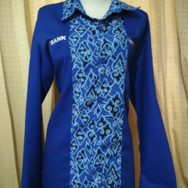 Seragam agen brilink kemeja Agen Brilink BRI Biru batik
