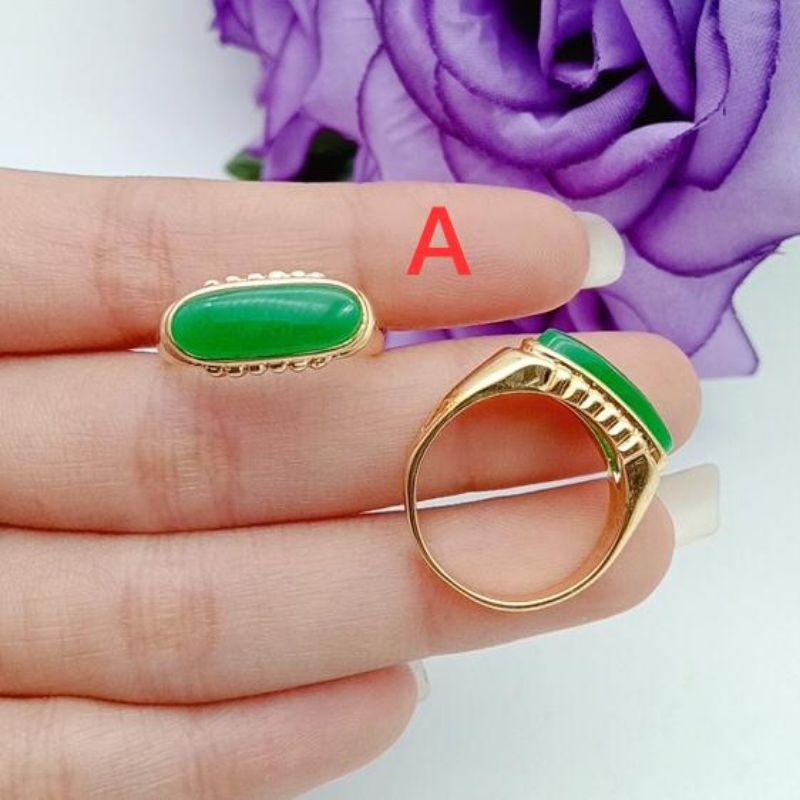 cincin lapis emas  permata giok hijo
