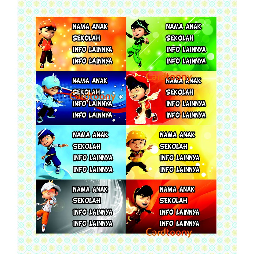 

Stiker / sticker label nama Boboiboy