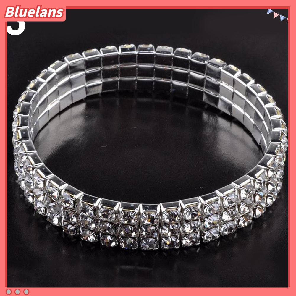 Bluelans Crystal Rhinestone Stretch Bracelet Bangle Wristband Elastic Wedding Bridal Gift