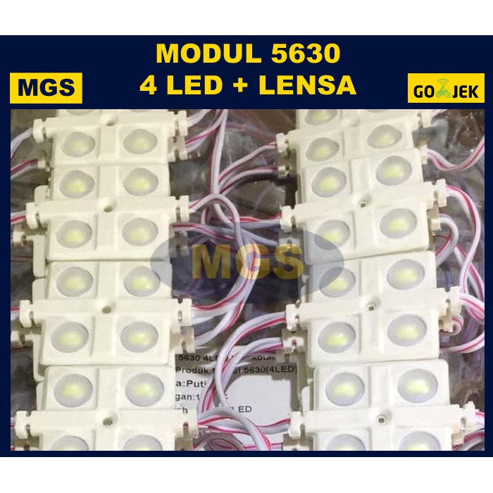 100Pcs Modul 5630 4 LED + Lensa Kotak