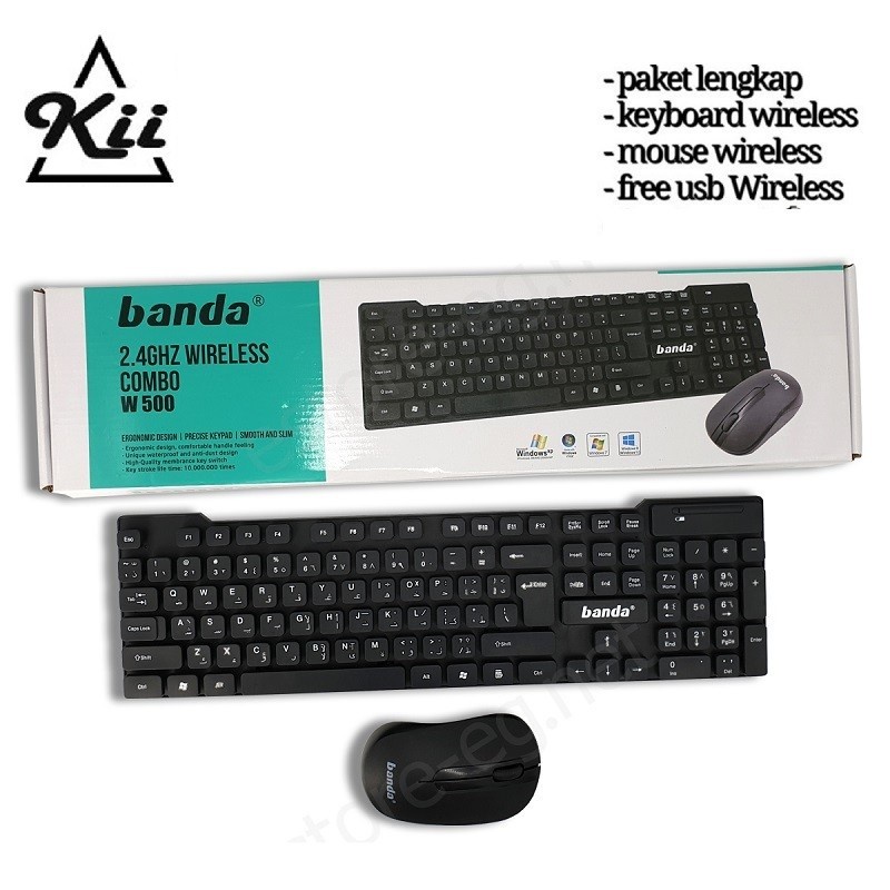 Banda W500 Paket Keyboard Mouse Wireless - Paket Mouse dan Keyboard