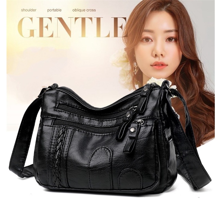 TAS SELEMPANG WANITA IMPORT 4 RESLETING PREMIUM SLINGBAG KULIT HITAM METZIA TA506B5 CEWEK SHOULDER BAG BAHU FASHION KOREA REMAJA KEKINIAN BATAM MURAH SIMPLE