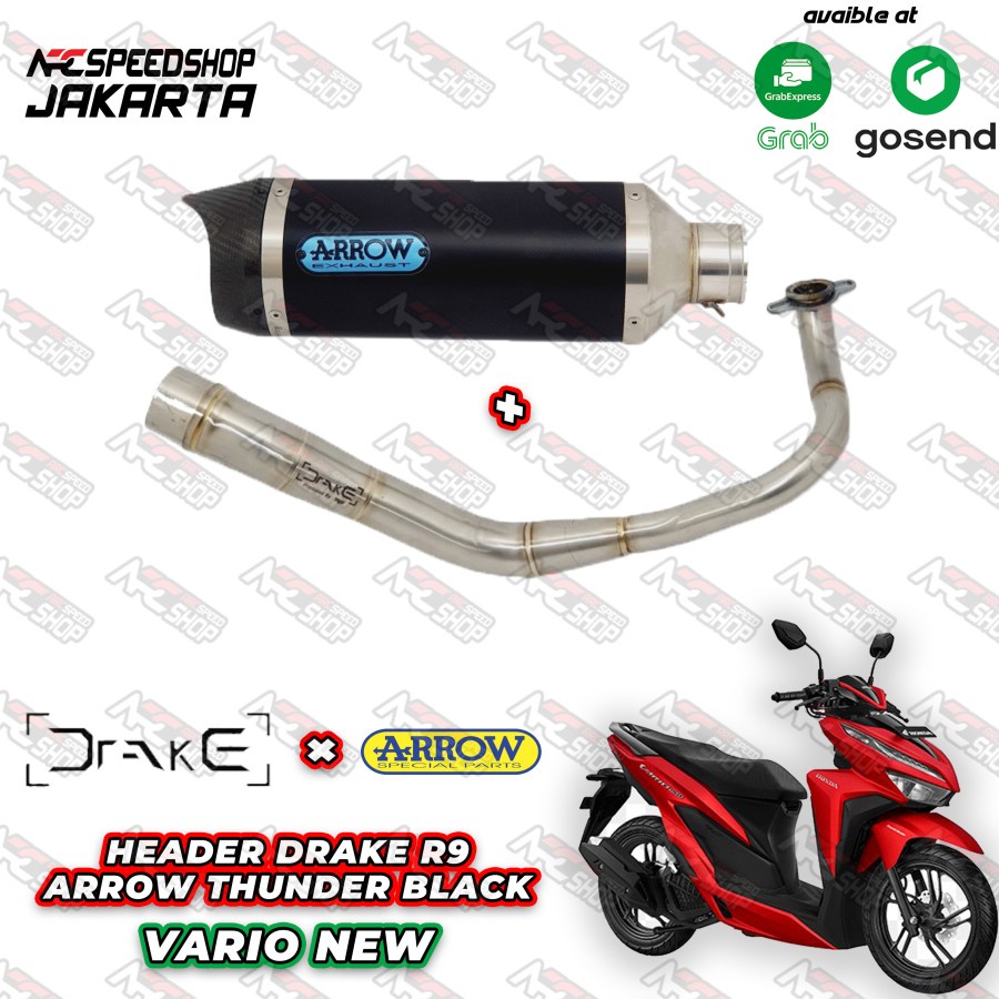 Knalpot Arrow Thunder Black Honda Vario 150cc Fullsystem Italy