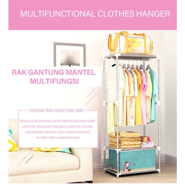 [MURAH] Lemari Rak Gantungan Baju Serbaguna Stand Hanger Tinggi 140cm BAHAN KOKOH AN KUAT