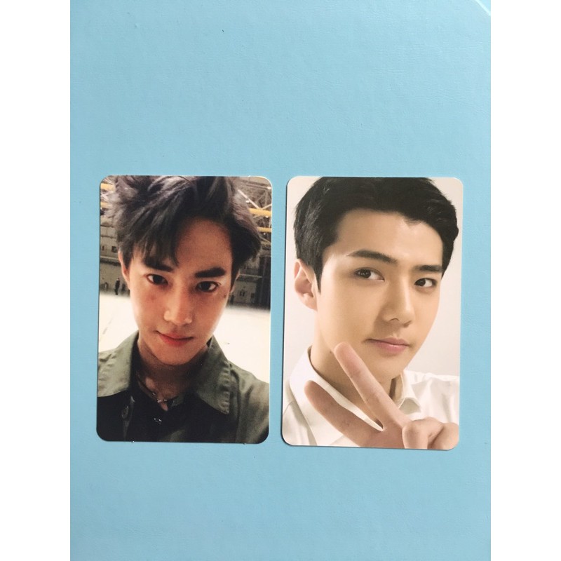 [2 PC] photocard pc suho sehun exo lotto + elyxion dot album dvd