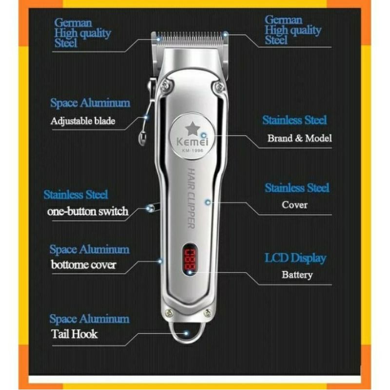 ALAT CUKUR RAMBUT HAIR CLIPPER | Clipper Full Metal | Mesin Pencukur LCD |Barbershop