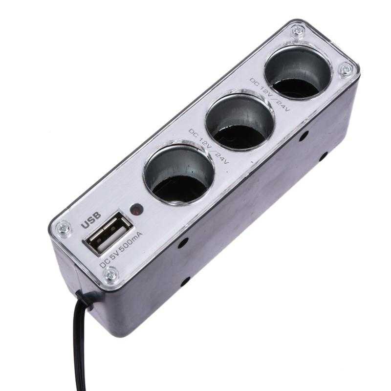 Hot Promo ! INcar Triple Socket 12V/24V Car Cigarette Lighter USB Power / Socket USB Car